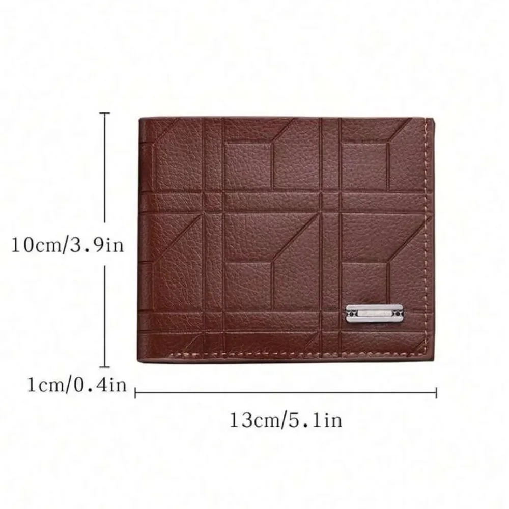 Stylish Men's Brown Geometric Pattern Bifold Wallet